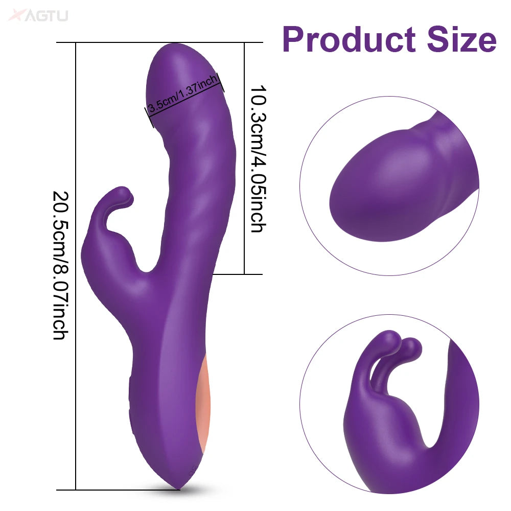 Dual-Motor Rabbit Vibrator with Curved Shaft, view 2