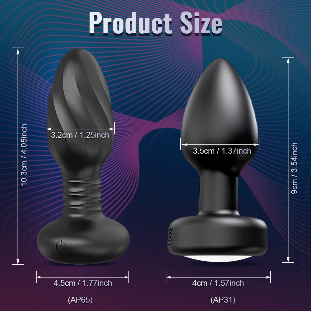 App-Controlled Rotating Vibrating Plug with Flared Base, view 2