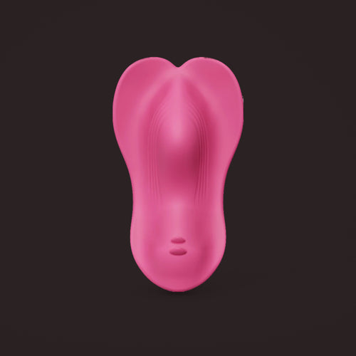 Lark, app-controlled wearable vibrator, front view (Rose)