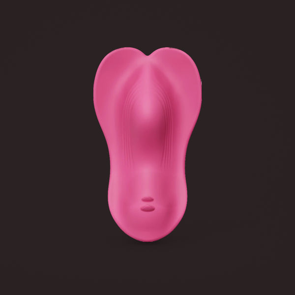 Lark, app-controlled wearable vibrator, front view (Rose)