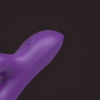 Sparrow, dual-motor rabbit vibrator, close-up of the handle and its buttons (Purple)
