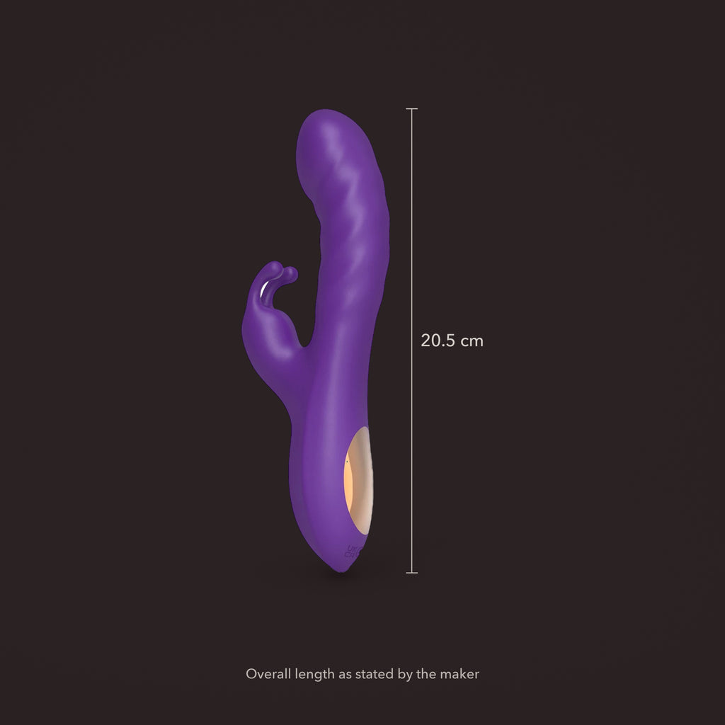 Sparrow, dual-motor rabbit vibrator, with the maker's stated measurements (Purple)