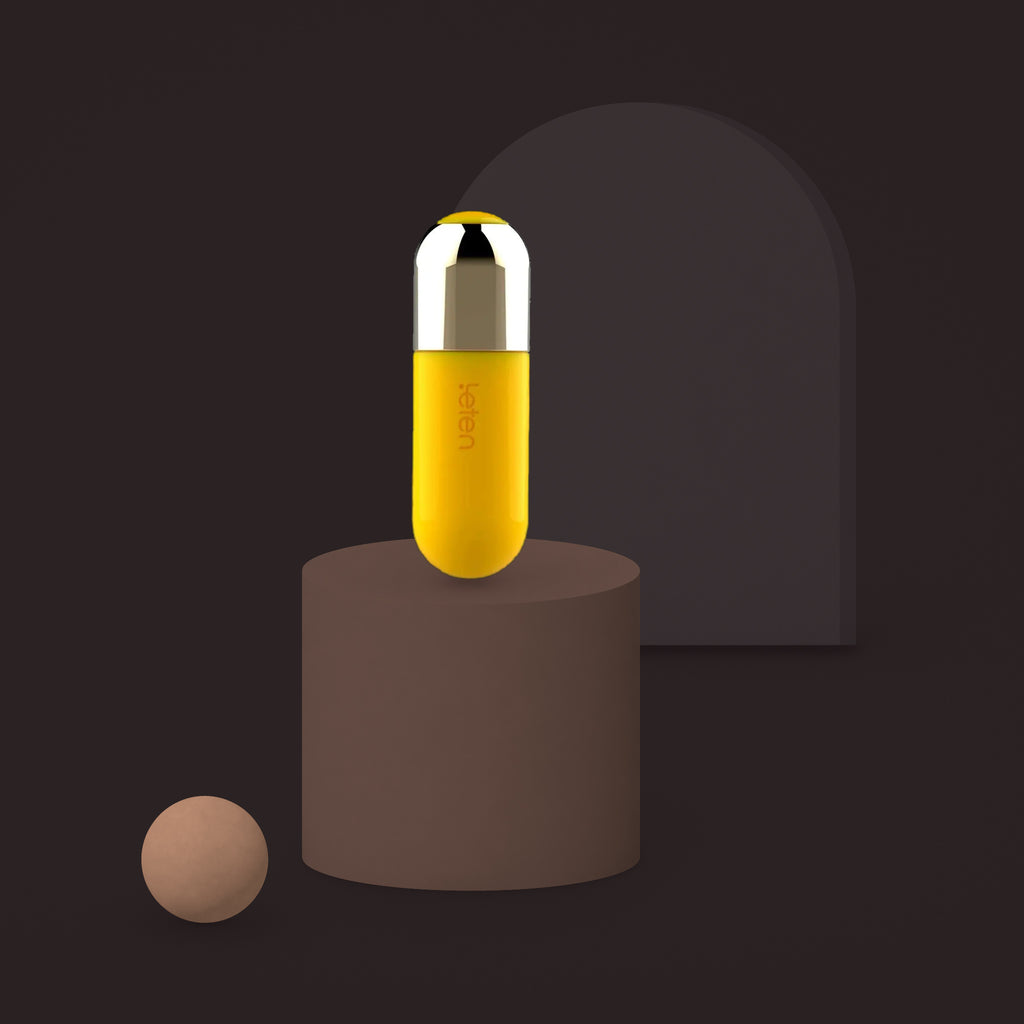 Wren, mini bullet vibrator, on a ceramic plinth (Yellow)