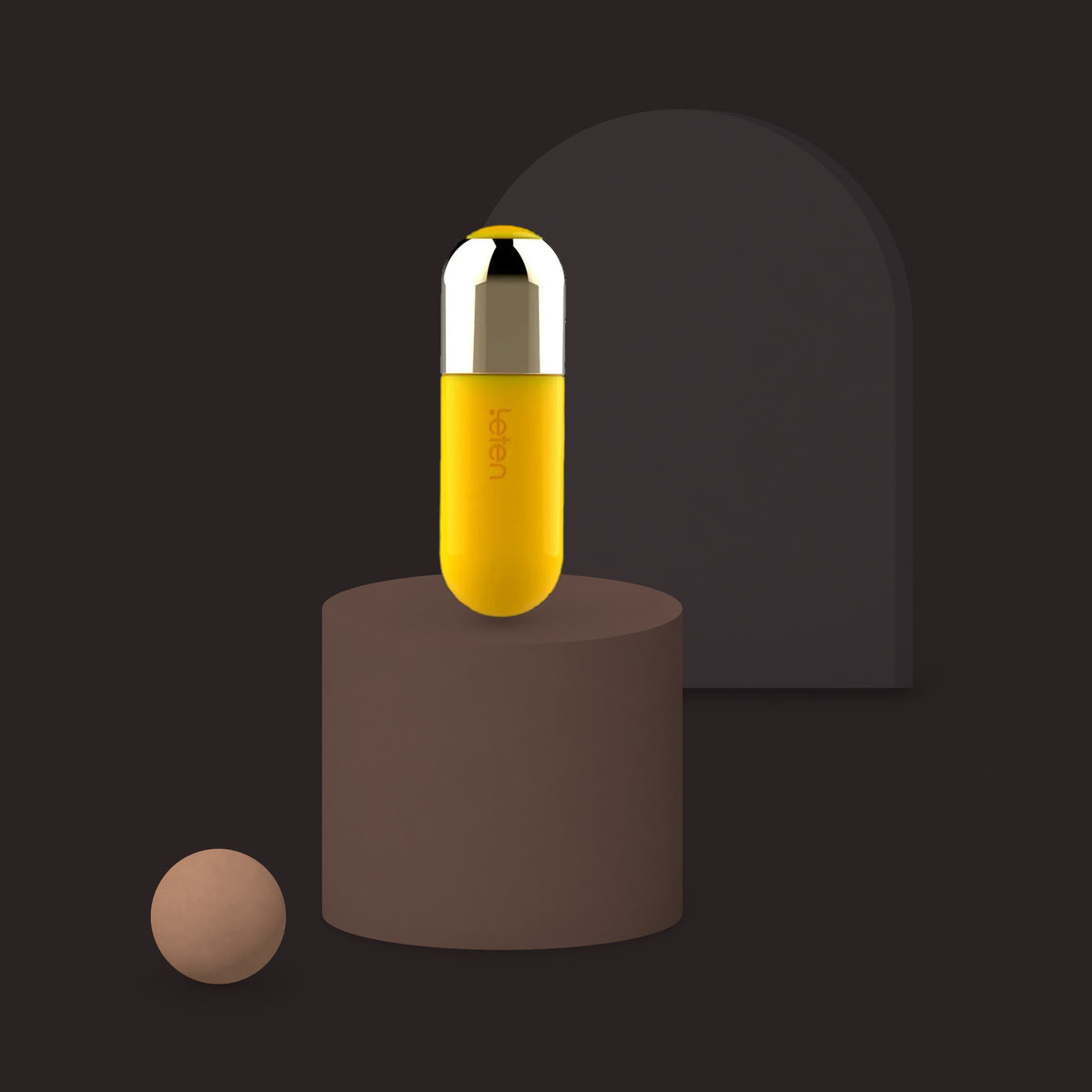 Wren, mini bullet vibrator, on a ceramic plinth (Yellow)