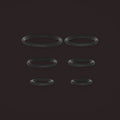 Linnet, silicone ring set in six sizes, front view (Black)