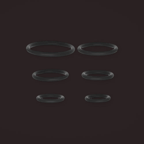 Linnet, silicone ring set in six sizes, front view (Black)