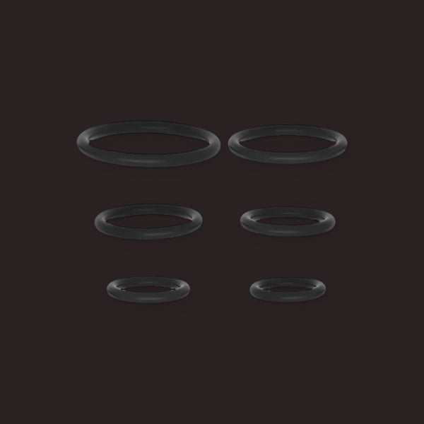 Linnet, silicone ring set in six sizes, front view (Black)