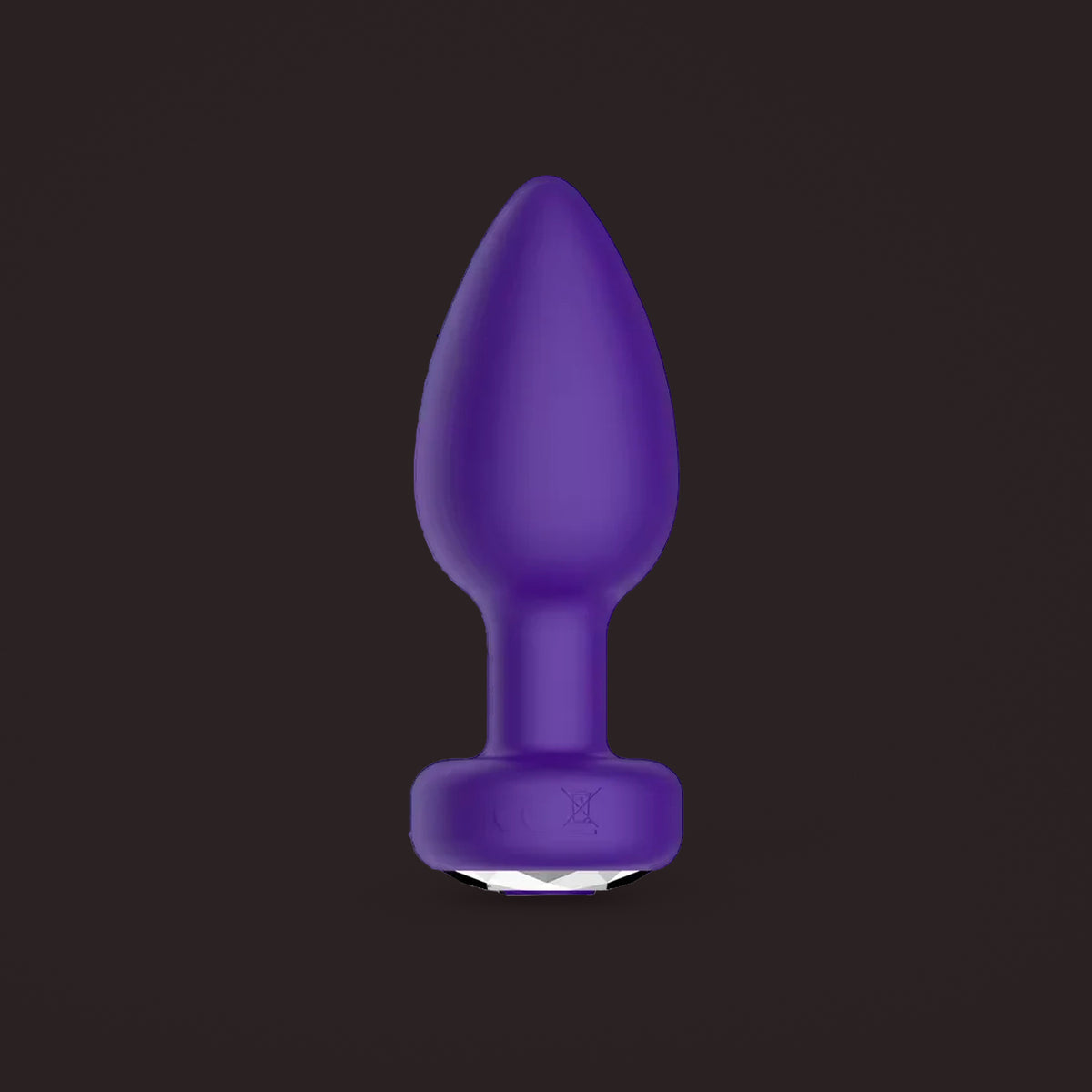 Magpie, app-controlled vibrating jewel plug, front view (Purple)