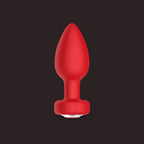 Magpie, app-controlled vibrating jewel plug, front view (Red)