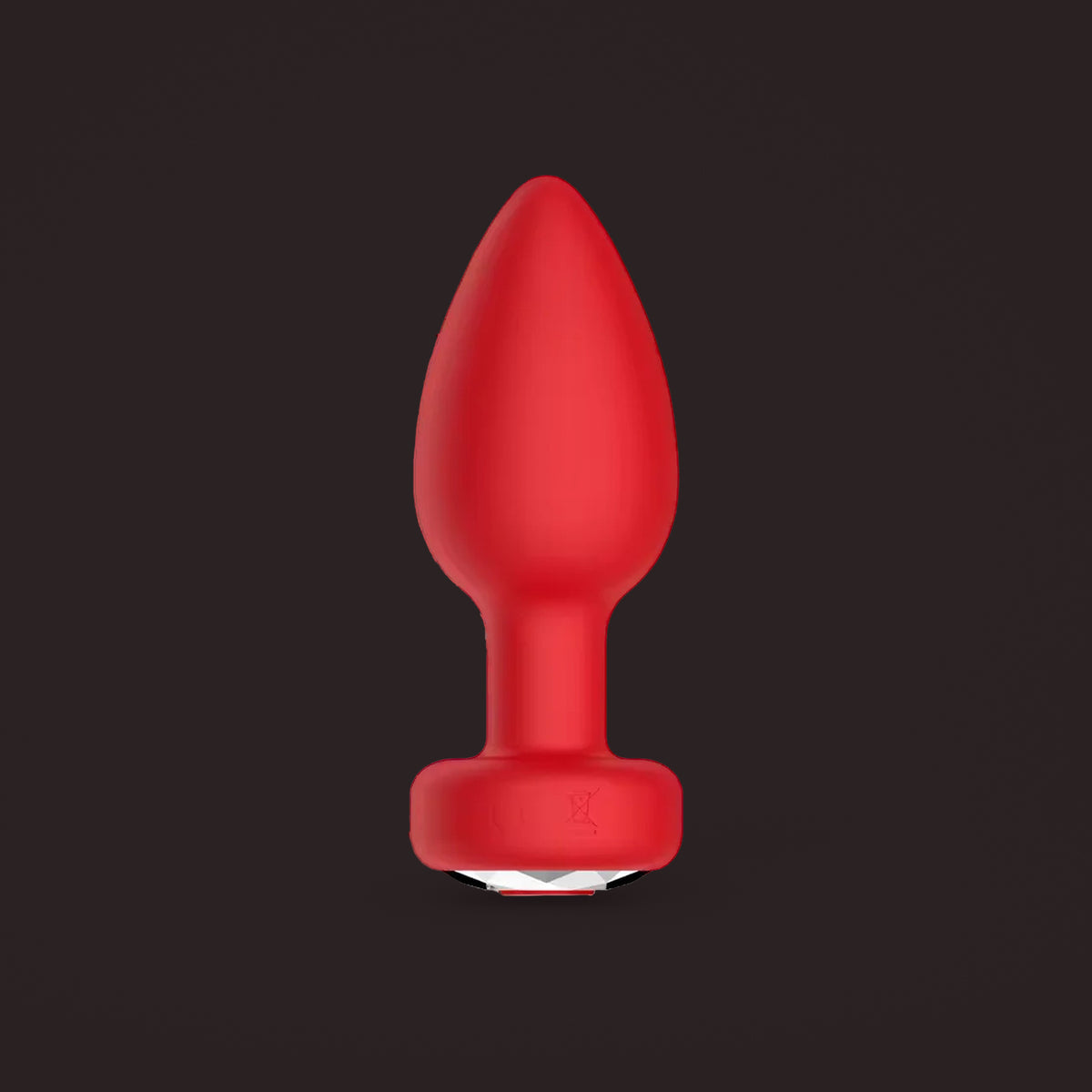 Magpie, app-controlled vibrating jewel plug, front view (Red)