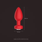 Magpie, app-controlled vibrating jewel plug, with the maker's stated measurements (Red)