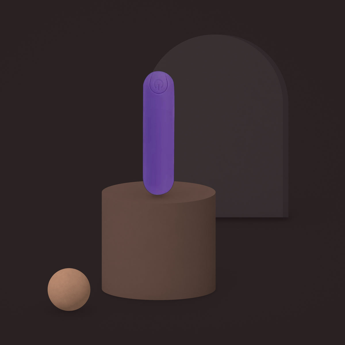 Serin, rechargeable mini bullet vibrator, on a ceramic plinth (Purple)