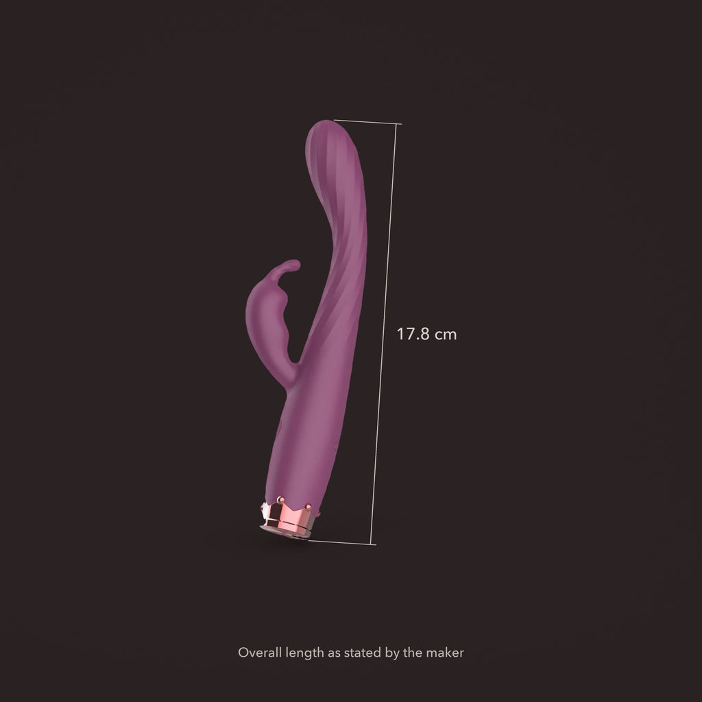 Bunting, slim G-spot rabbit vibrator, with the maker's stated measurements (Purple)