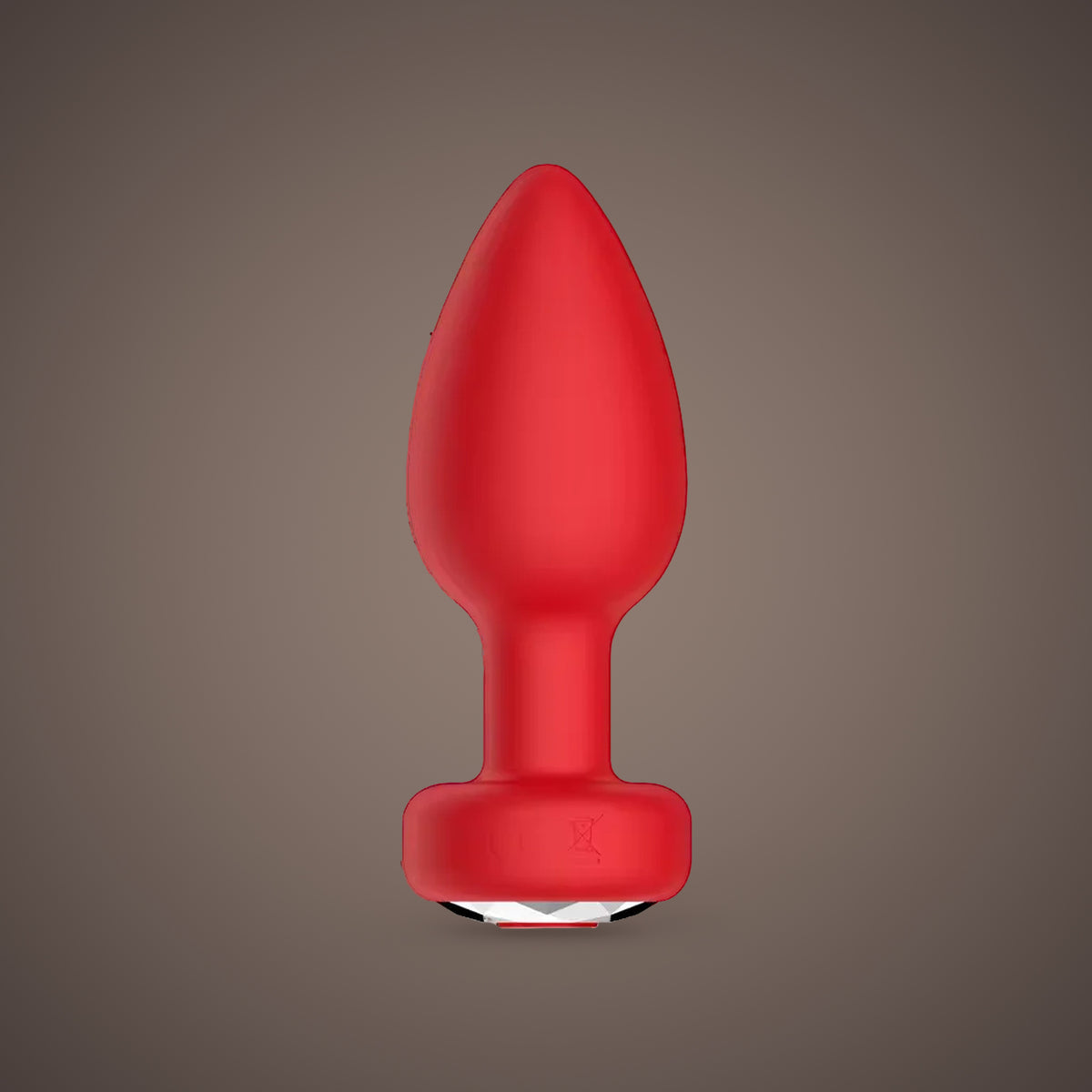 Magpie, app-controlled vibrating jewel plug, front view (Red)