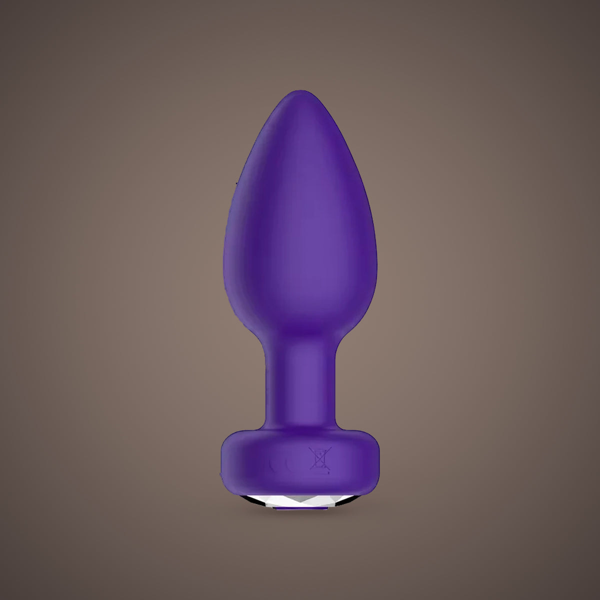Magpie, app-controlled vibrating jewel plug, front view (Purple)