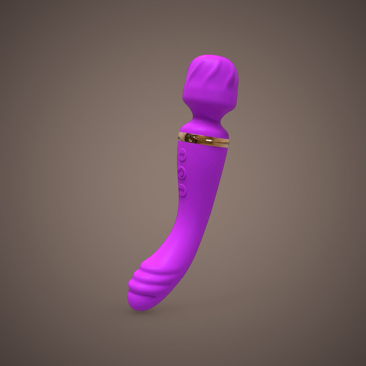 Heron, curved double-ended wand vibrator, front view (Purple)