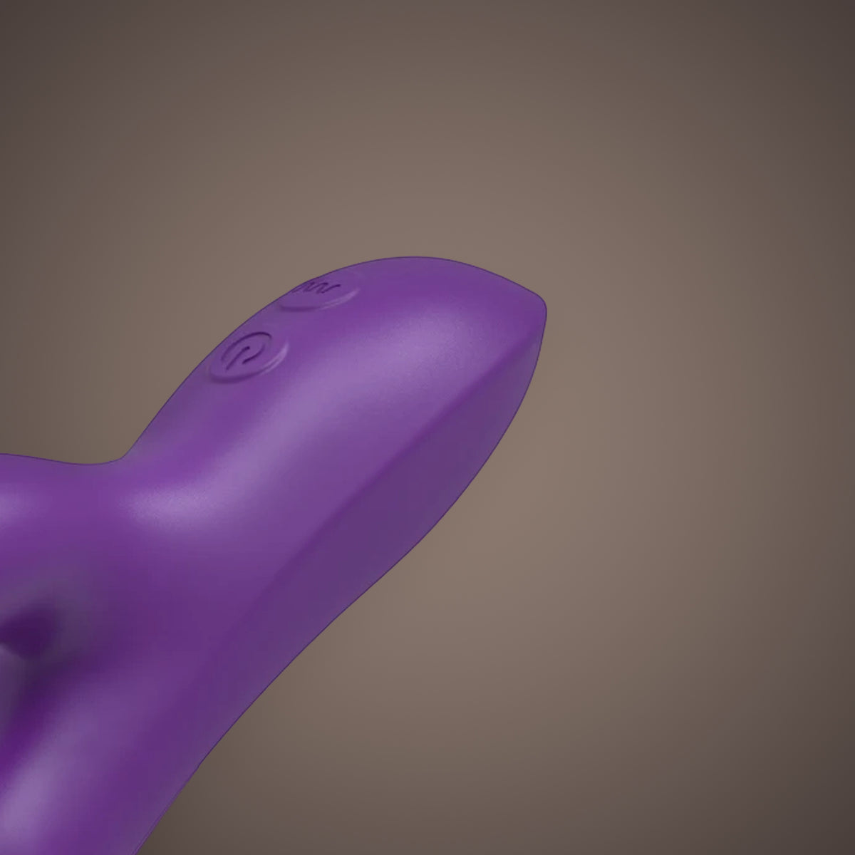Sparrow, dual-motor rabbit vibrator, close-up of the handle and its buttons (Purple)