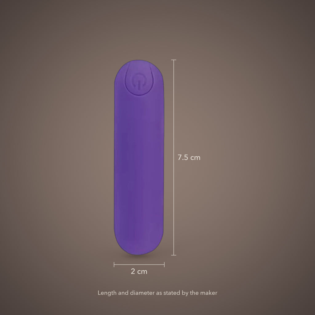 Serin, rechargeable mini bullet vibrator, with the maker's stated measurements (Purple)