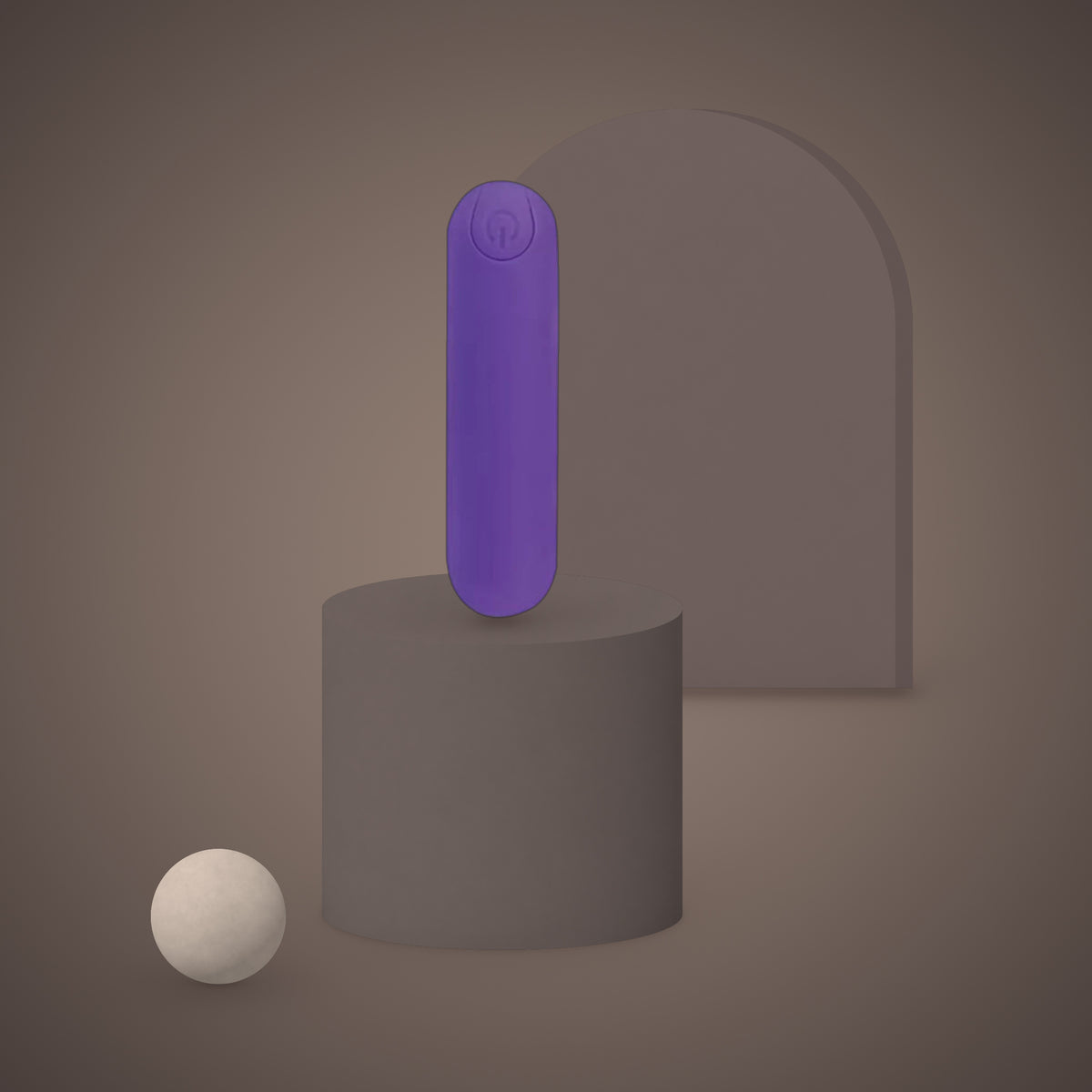 Serin, rechargeable mini bullet vibrator, on a ceramic plinth (Purple)