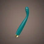 Kea, slim G-spot vibrator with rippled tip, front view (Green)