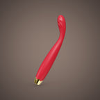 Kea, slim G-spot vibrator with rippled tip, front view (Red)