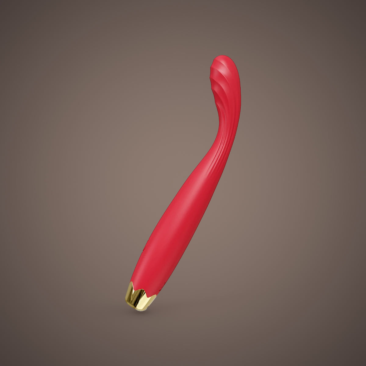 Kea, slim G-spot vibrator with rippled tip, front view (Red)