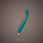 Kea, slim G-spot vibrator with rippled tip, with the maker's stated measurements (Green)