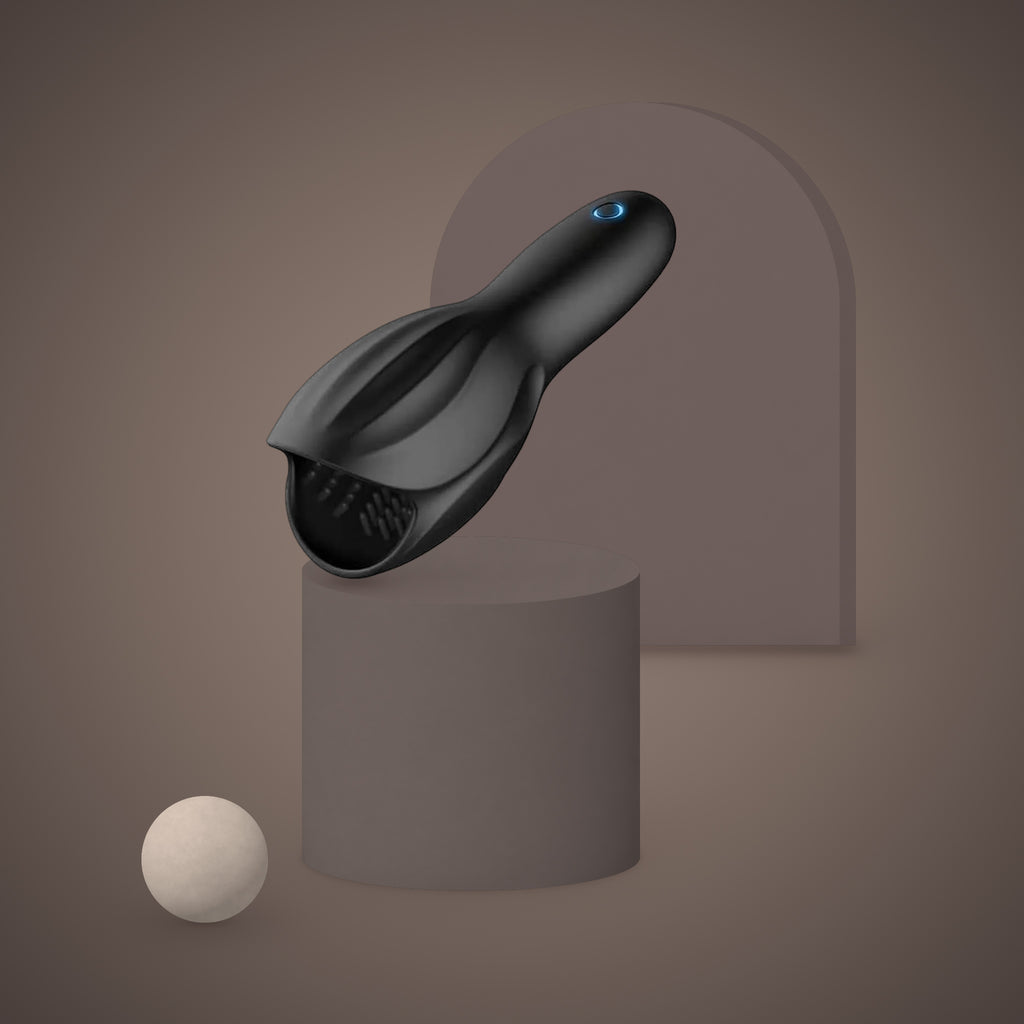 Koel, vibrating glans sleeve, on a ceramic plinth (Black)